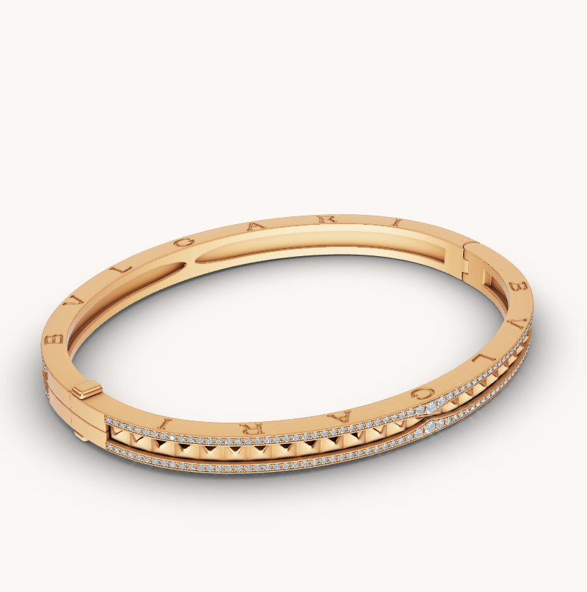[GALE]ZERO 1 SPIRAL AND PAVED DIAMOND GOLD BRACELET