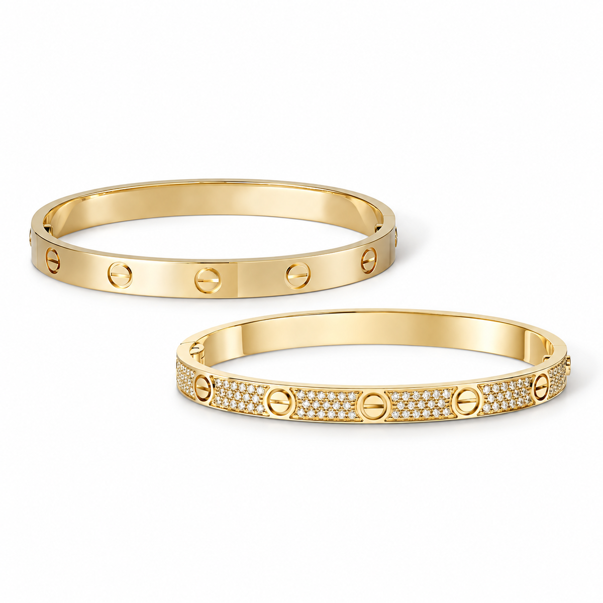 [GALE] LOVE  Classic & Diamond-Paved Bracelet Stack Set
