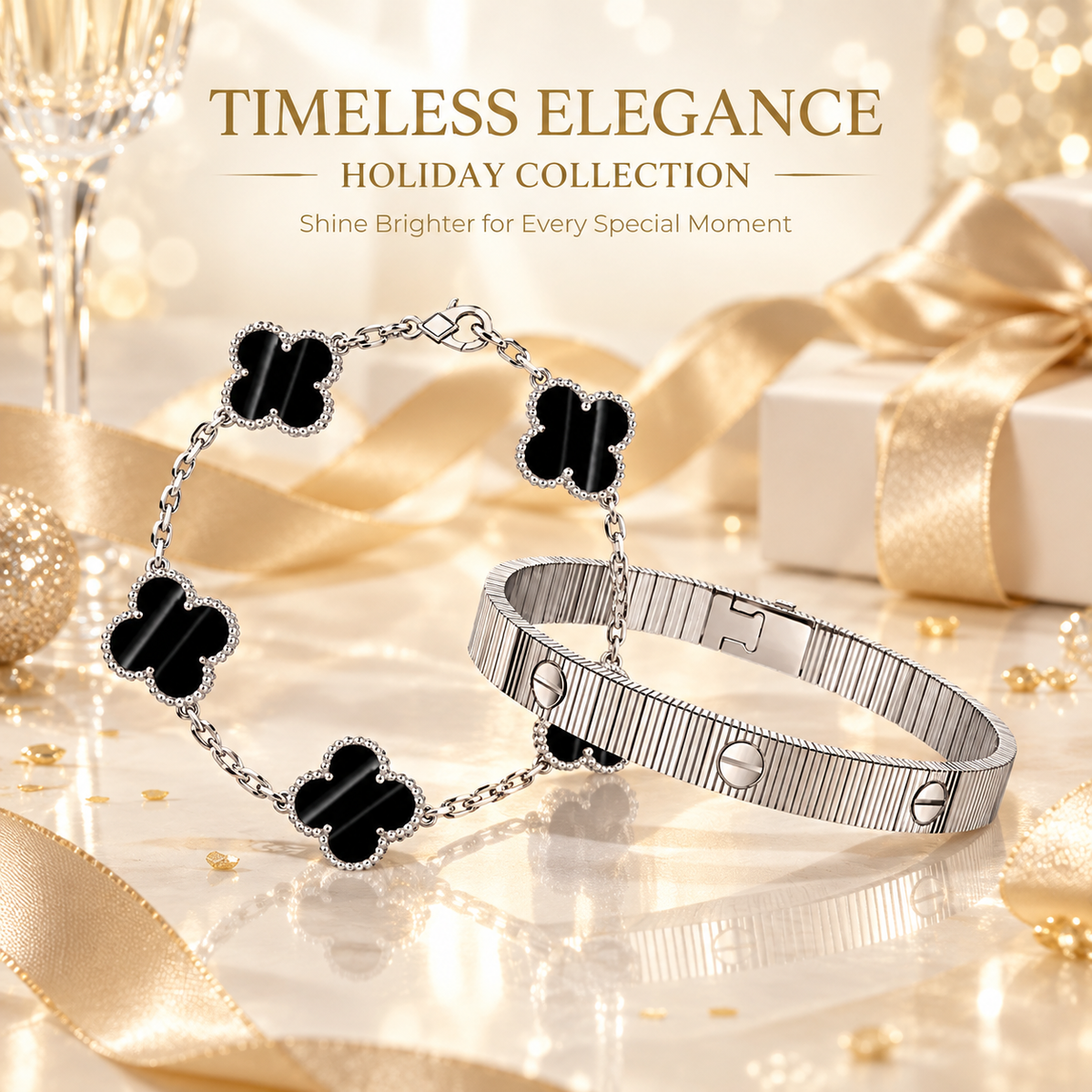 [GALE] Clover 5-Motif & LOVE Unlimited Bracelet Set