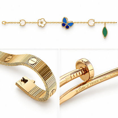 [GALE]Clover Lucky Spring & Love & Juste Garden 3-Piece  Bracelet Stack Set