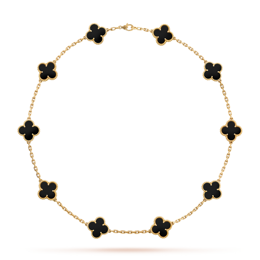 [GALE]CLOVER 10 MOTIFS ONYX NECKLACE