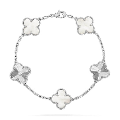 [GALE]CLOVER WHITE PEARL MOP 5 MOTIF BRACELET COLLECTION