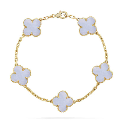 [GALE] CLOVER 5 MOTIF PURPLE CHALCEDONY BRACELET COLLECTION
