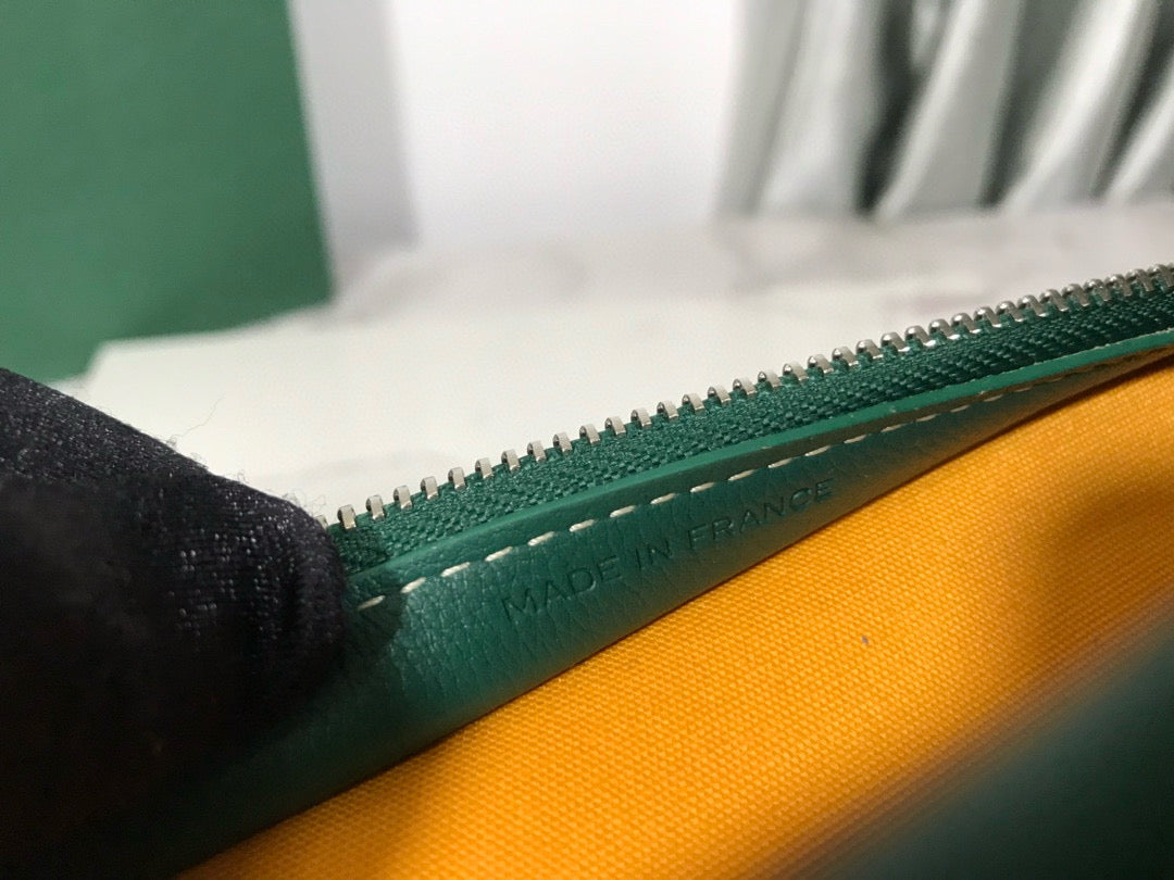 Goyard Jouvence Toiletry Bag Green PVC Fabric With Cowhide