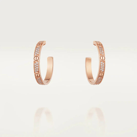 [GALE]LOVE DIAMOND PINK GOLD HOOP EARRINGS