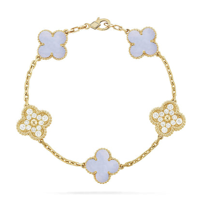 [GALE] CLOVER 5 MOTIF PURPLE CHALCEDONY BRACELET COLLECTION