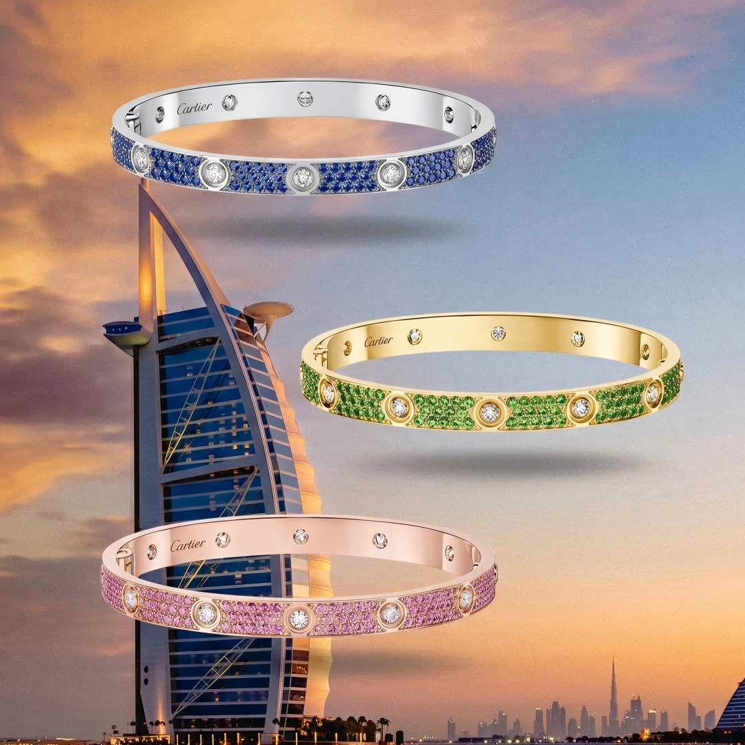 [GALE]2026 PAVE GEMSTONE LOVE BRACELET 6.1MM 10 DIAMONDS