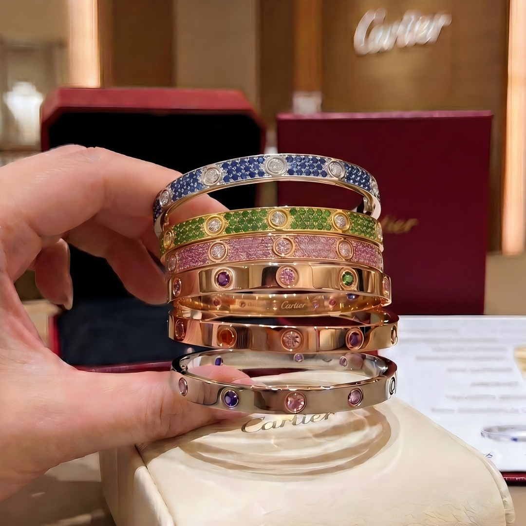 [GALE]2026 PAVE GEMSTONE LOVE BRACELET 6.1MM 10 DIAMONDS