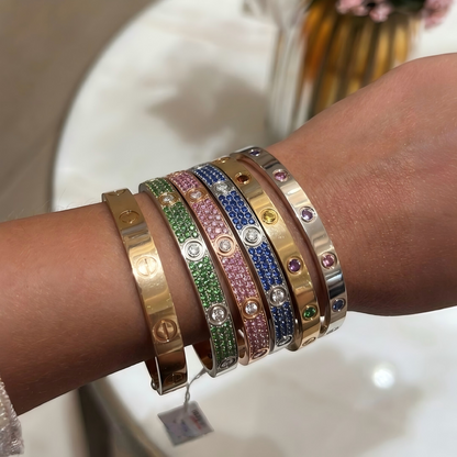 [GALE]2026 PAVE GEMSTONE LOVE BRACELET 6.1MM 10 DIAMONDS