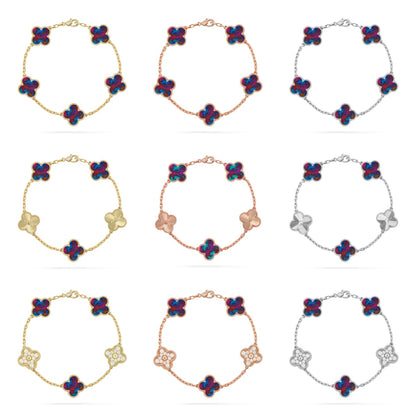 [GALE]CLOVER 5 MOTIF COLOR GEMSTONES BRACELET COLLECTION