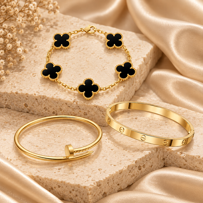 [GALE]Clover & Juste & Lover  Bracelet Stack Set