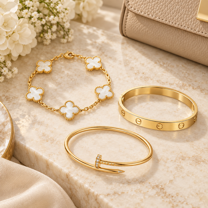 [GALE]Clover & Lover & Juste Bracelet Stack Set
