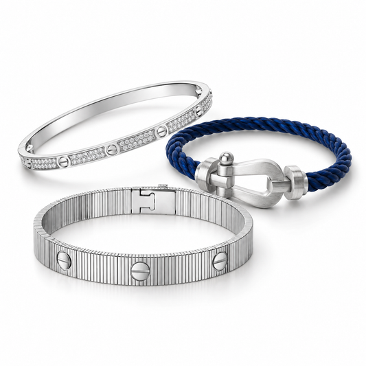 [GALE]Love & Force Large Horseshoe Trio Bracelet Stack Set