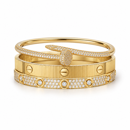 [GALE]Love & Juste Statement Bracelet Trio Stack Set