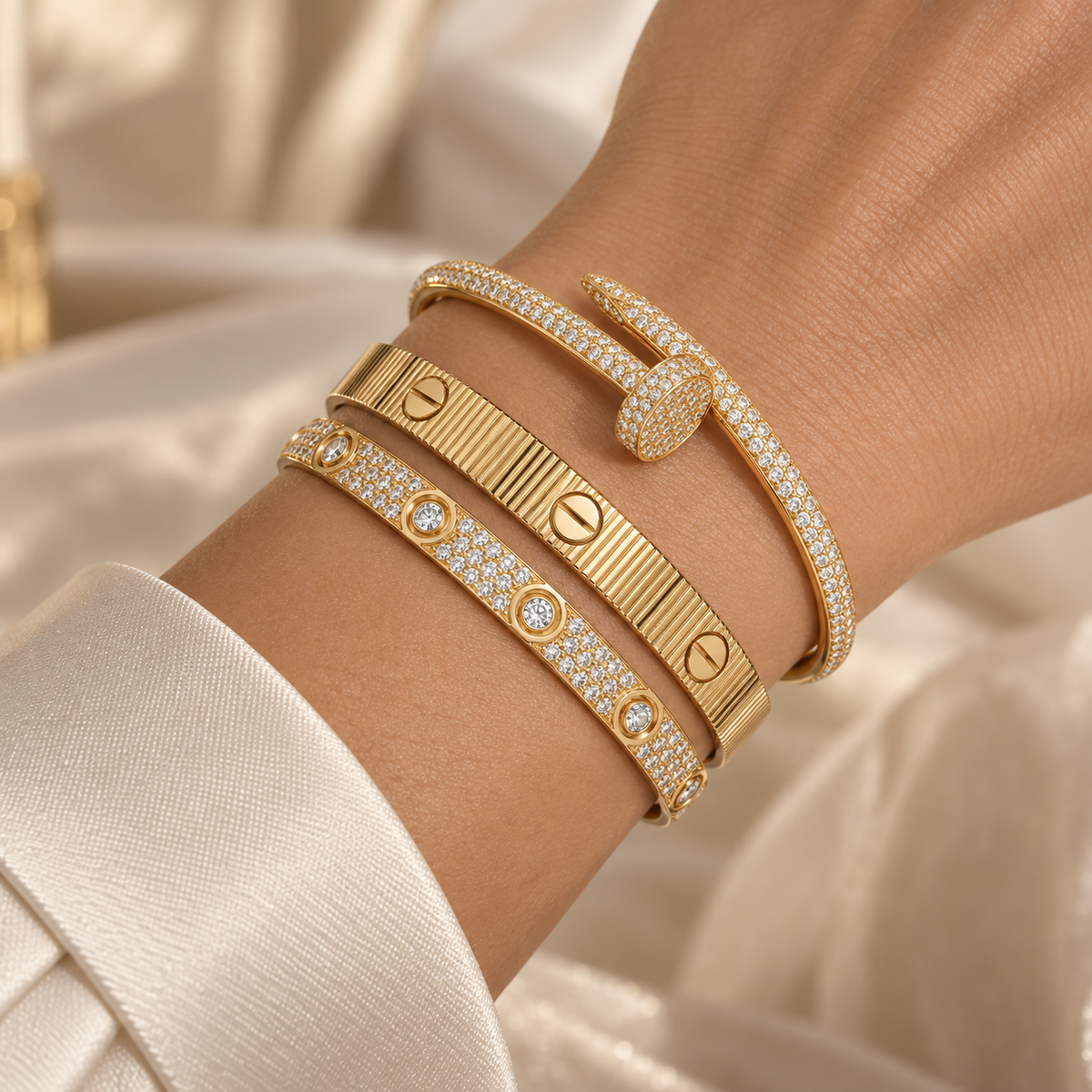 [GALE]Love & Juste Statement Bracelet Trio Stack Set
