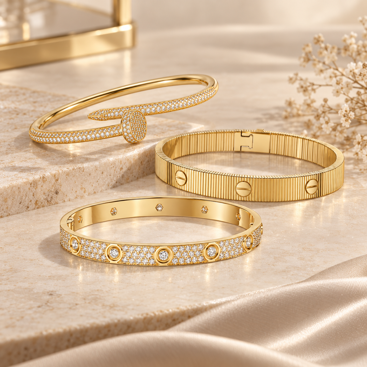 [GALE]Love & Juste Statement Bracelet Trio Stack Set