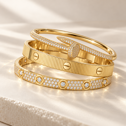 [GALE]Love & Juste Statement Bracelet Trio Stack Set