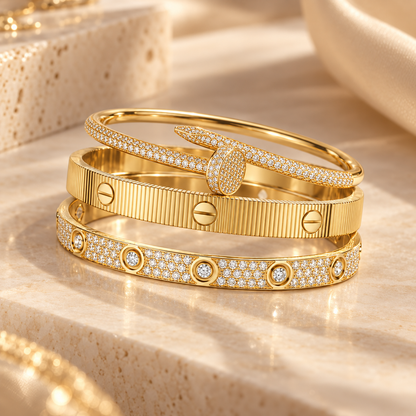 [GALE]Love & Juste Statement Bracelet Trio Stack Set