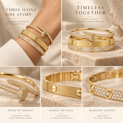 [GALE]Love & Juste Statement Bracelet Trio Stack Set
