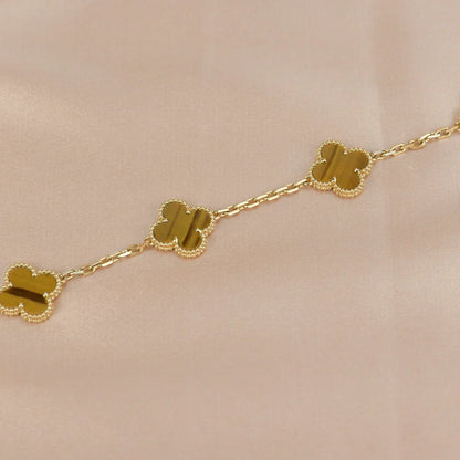 [GALE] CLOVER 5 MOTIFS TIGER EYE BRACELET COLLECTION