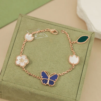 [GALE] LOVE Brushed & Lucky Spring Butterfly 5-Motif Bracelet Stack Set