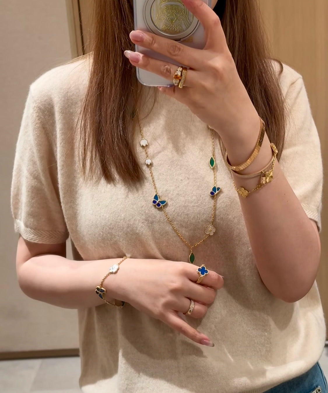 [GALE]LUCKY SPRING BUTTERFLY 15 FLOWER NECKLACE