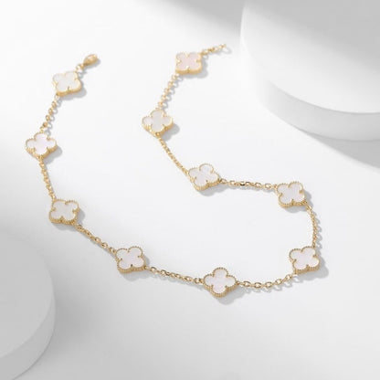 [GALE]CLOVER 10 MOTIFS WHITE MOTHER OF PEARL NECKLACE