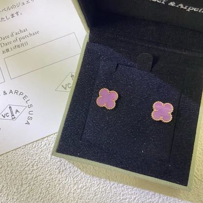 [GALE]CLOVER MINI 9.5MM  PURPLE VIOLET EARRINGS