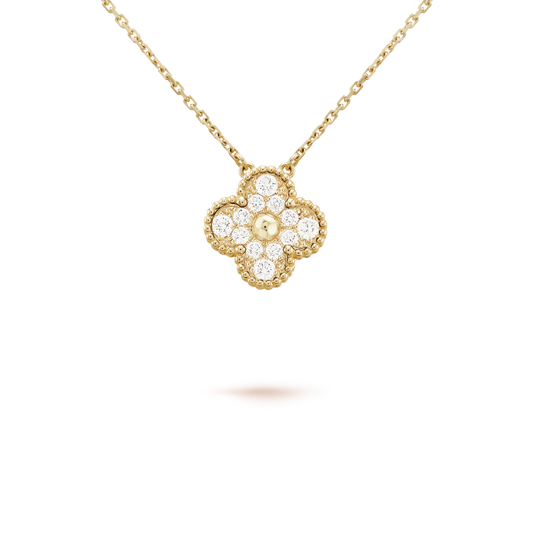 [GALE]CLOVER 15MM DIAMOND SINGLE FLOWER NECKLACE