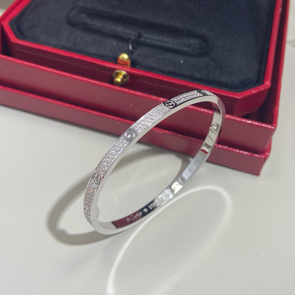 [GALE] JUSTE Diamond & LOVE Diamond-Paved Bracelet Stack Set