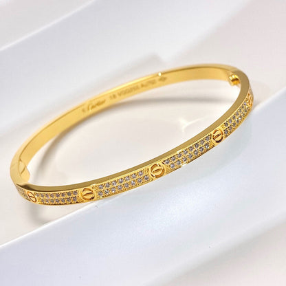 [GALE]Clover & Love Diamond-Paved Radiant Line 2-Piece Bracelet Stack Set