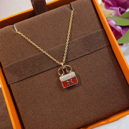 [GALE]CONSTANCE RED PEDANT PINK GOLD NECKLACE