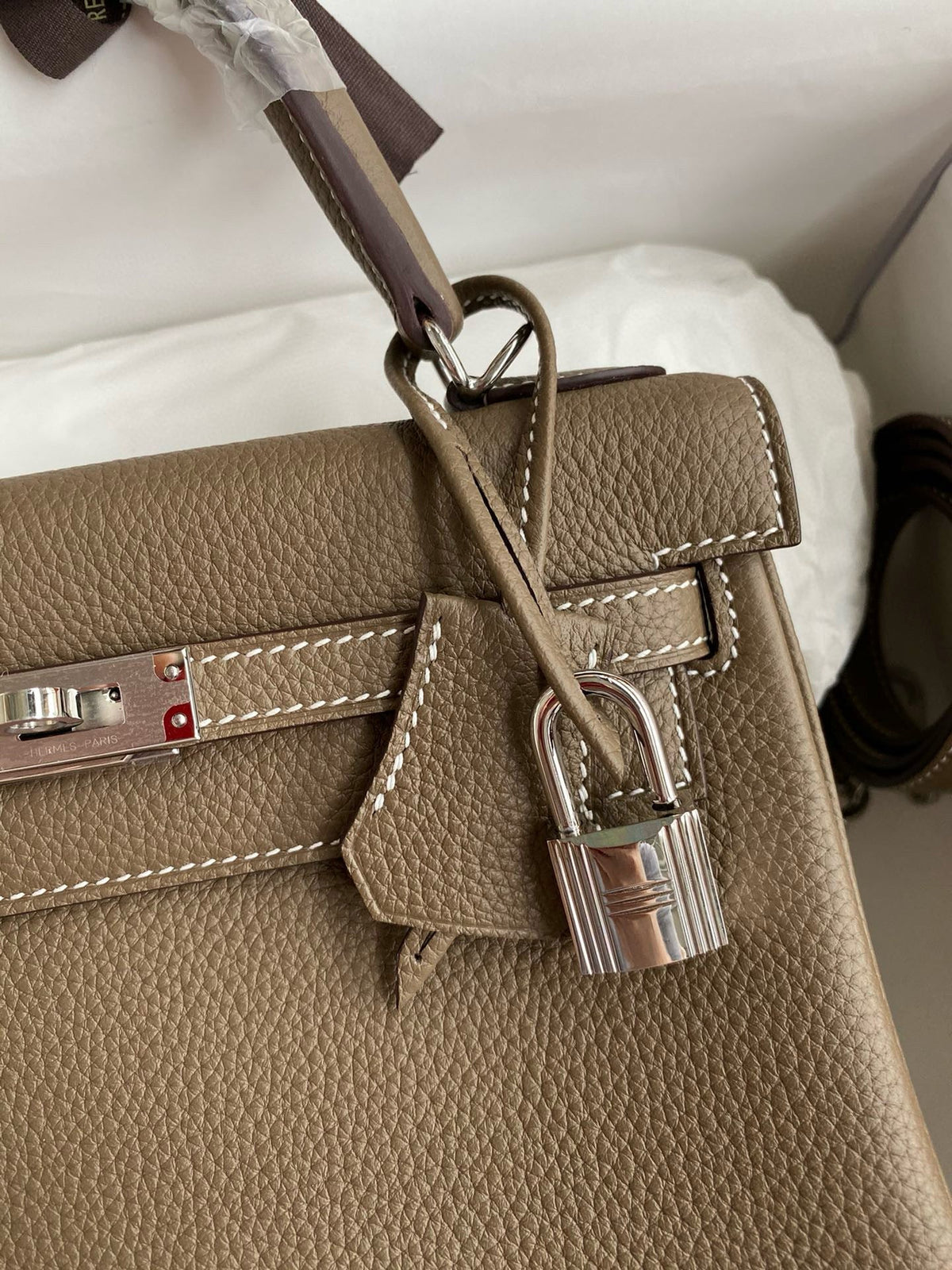 HM KELLY 28CM BROWN TOGO SILVER HARDWARE