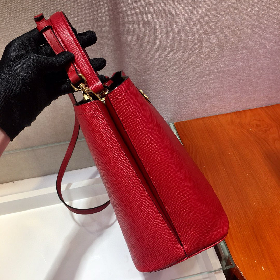 medium pra panier bag 22cm red calfskin