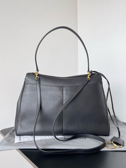 Balencia Tote Bag Black Calfskin Gold Hardware
