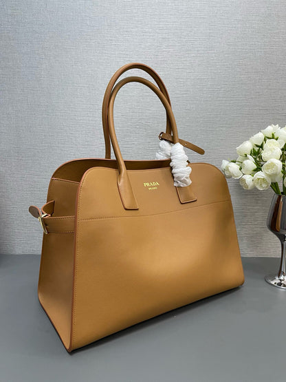 Pra Tote Bag With Buckle Caramel Calfkin