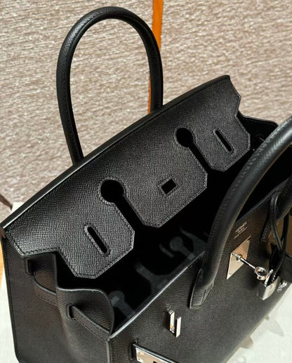 HM BIRKIN SELLIER BLACK EPSOM LEATHER SILVER HARDWARE