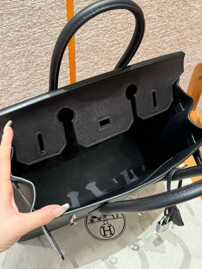 HM BIRKIN SELLIER BLACK EPSOM LEATHER SILVER HARDWARE