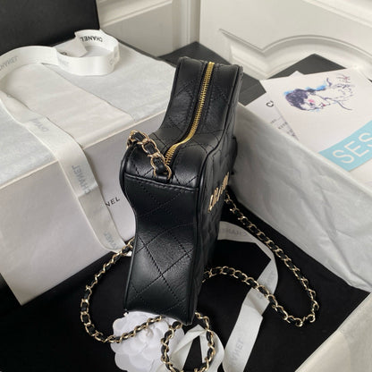 24C Star Bag 22.5cm Black Calfskin Gold Hardware