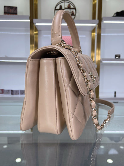 CC TRENDY 25CM BEIGE LAMBSKIN LIGHT GOLD HARDWARE