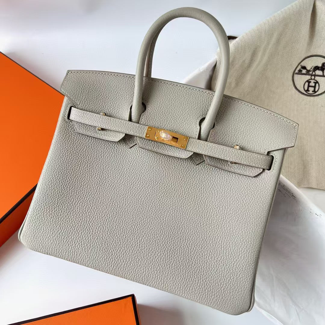 HM Birkin Bag Pearl Grey Togo Leather Gold Hardware