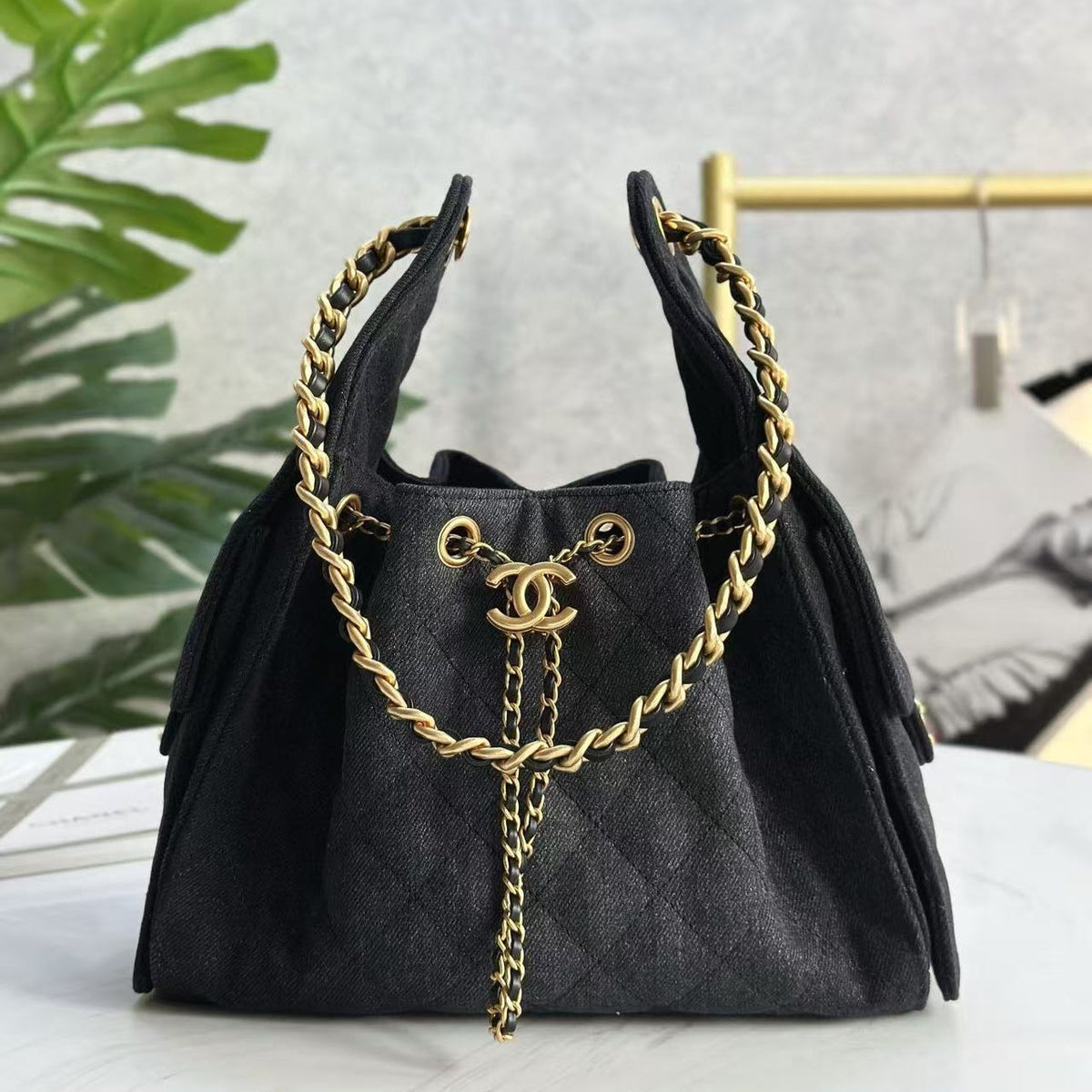 CC 25C Hobo Bag 30cm Black Denim