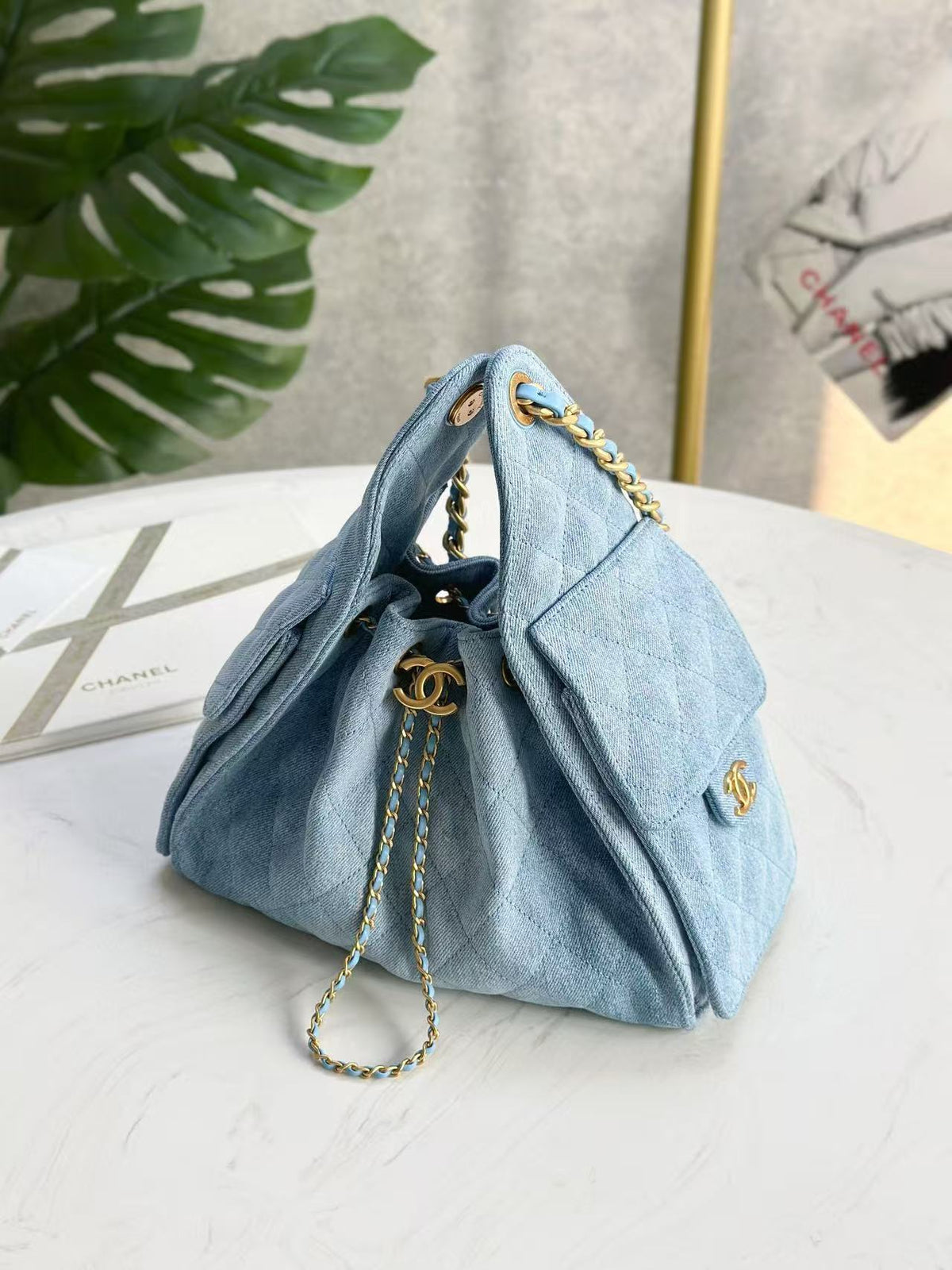 CC 25C Hobo Bag 30cm Light Blue Denim