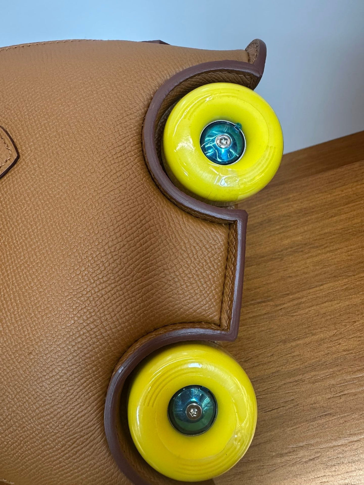 HM Bolide Mini 19cm Gold Epsom Leather on Yellow Wheels