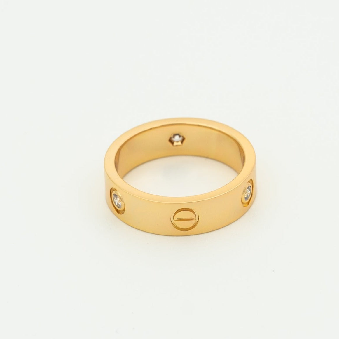 [GALE]LOVE RING 5.5MM 3 DIAMONDS PINK GOLD