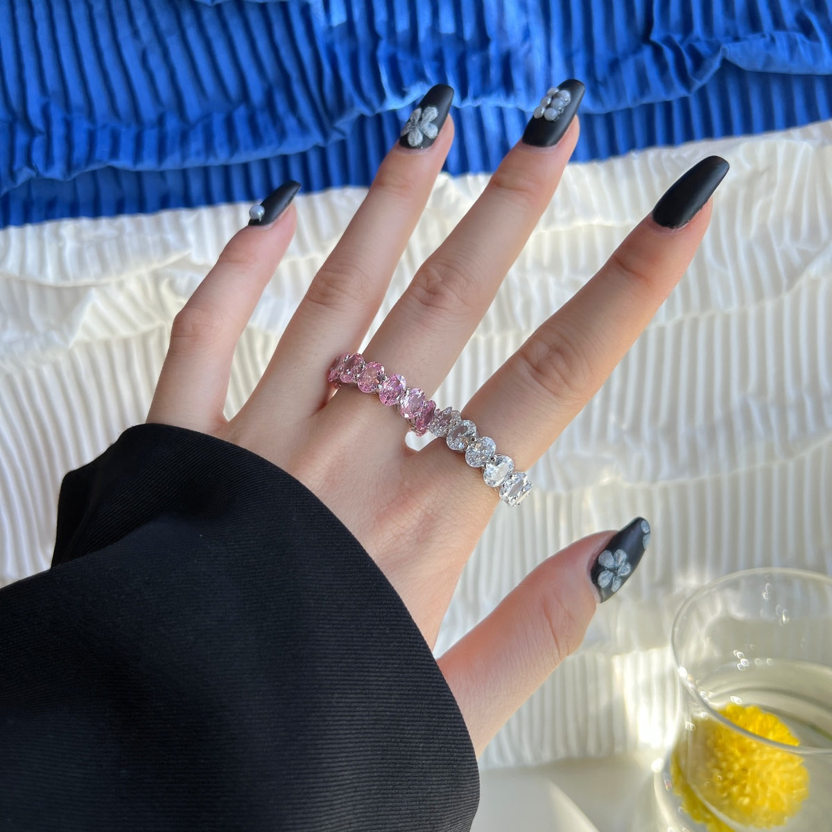 [GALE]Dainty Elongated Cushion Cut Tennis Ring