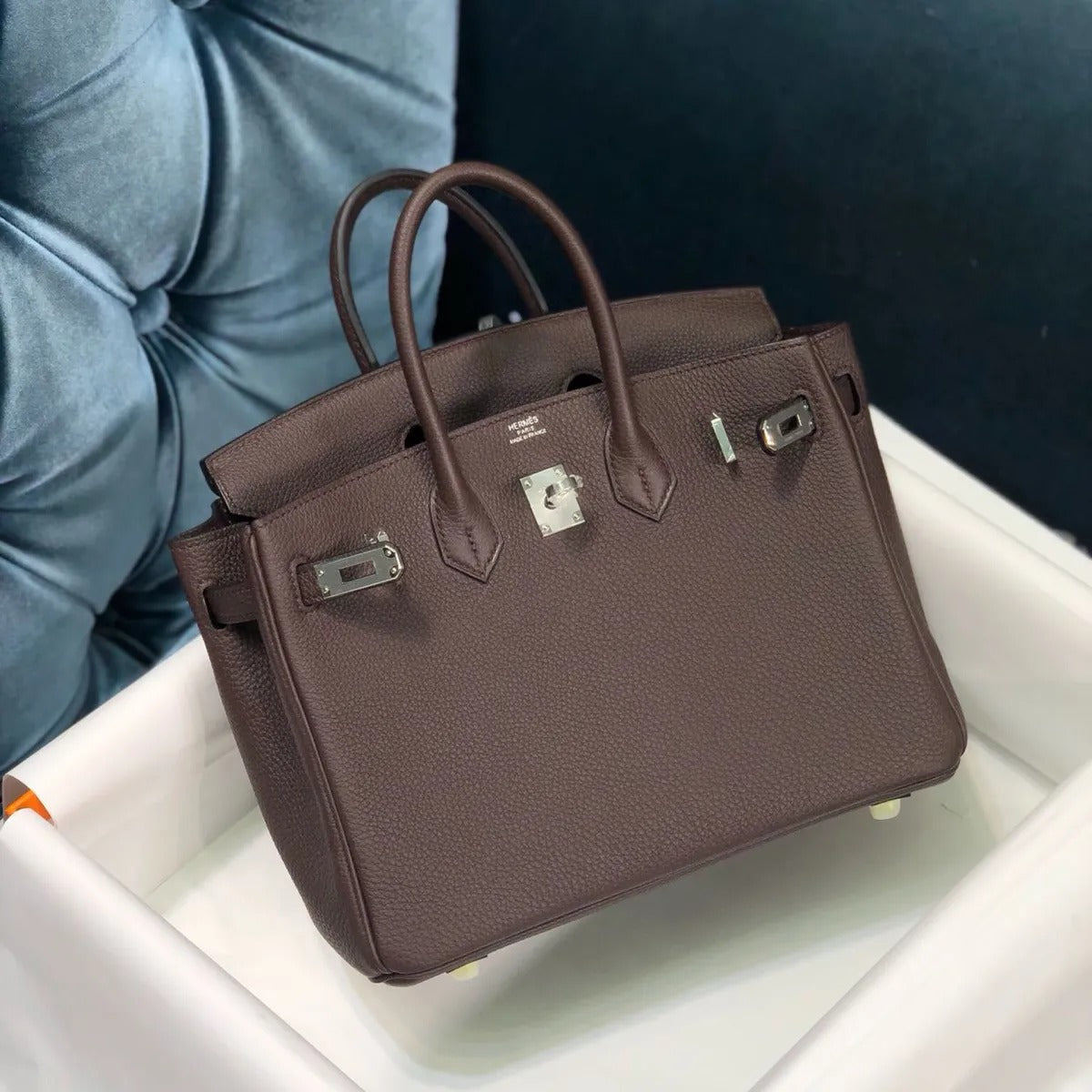 HM BIRKIN CAFE TOGO LEATHER SILVER HARDWARE