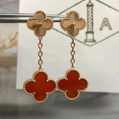 [GALE]CLOVER 2 MOTIF  LASER CARNELIAN EARRINGS