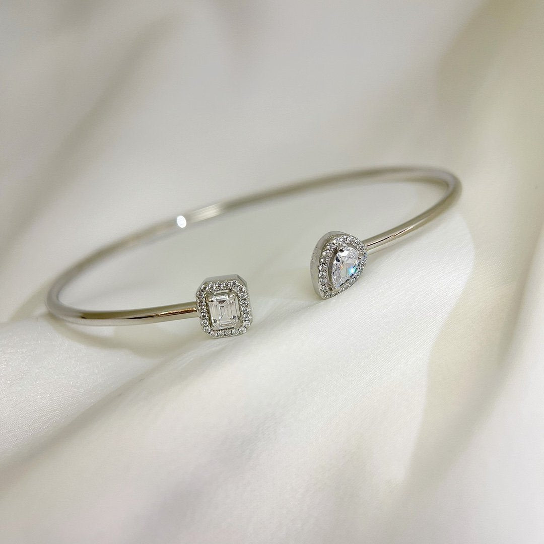 [GALE]JONC FLEX MY TWIN TOI & MOI SILVER DIAMOND BRACELET