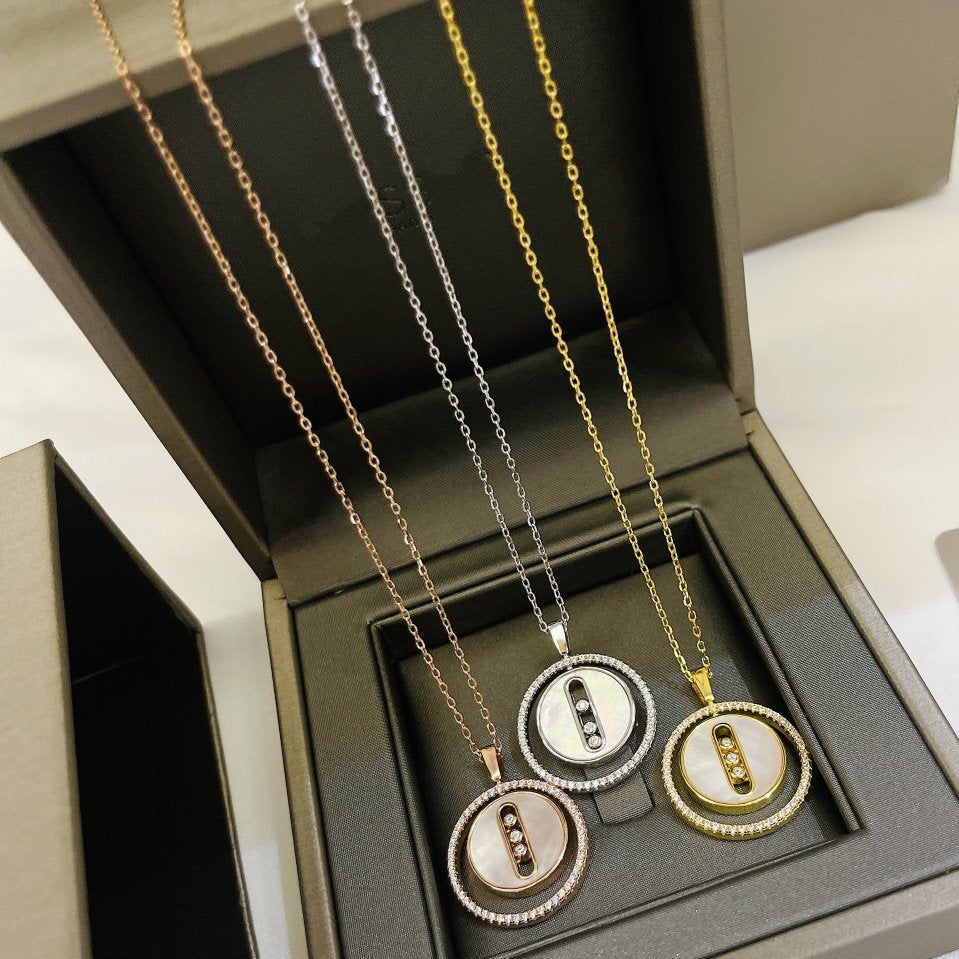 [GALE]LUCKY MOVE MM NACRE BLANCHE DIAMOND NECKLACE